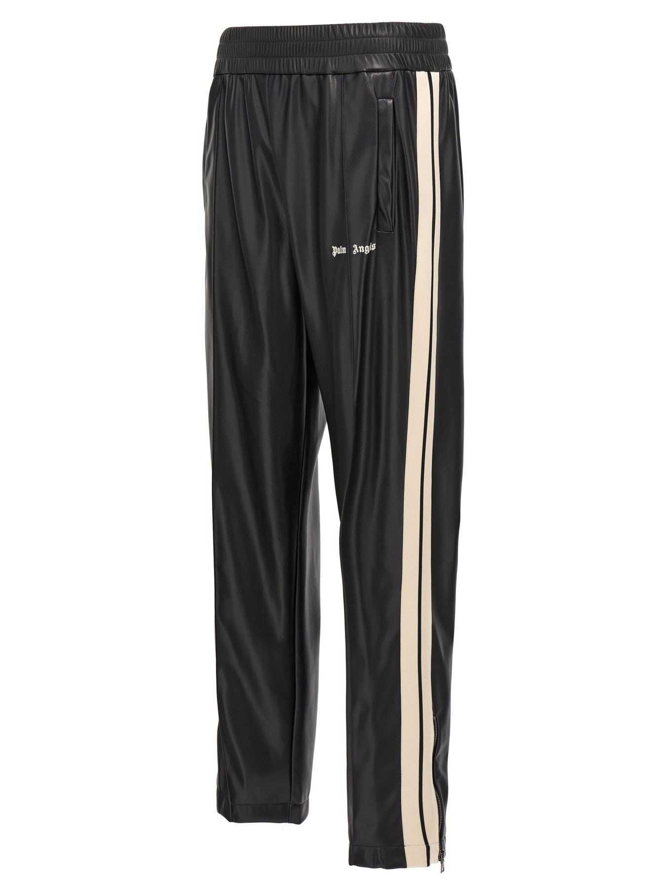 Leather Effect Track Pants White/Black - 3