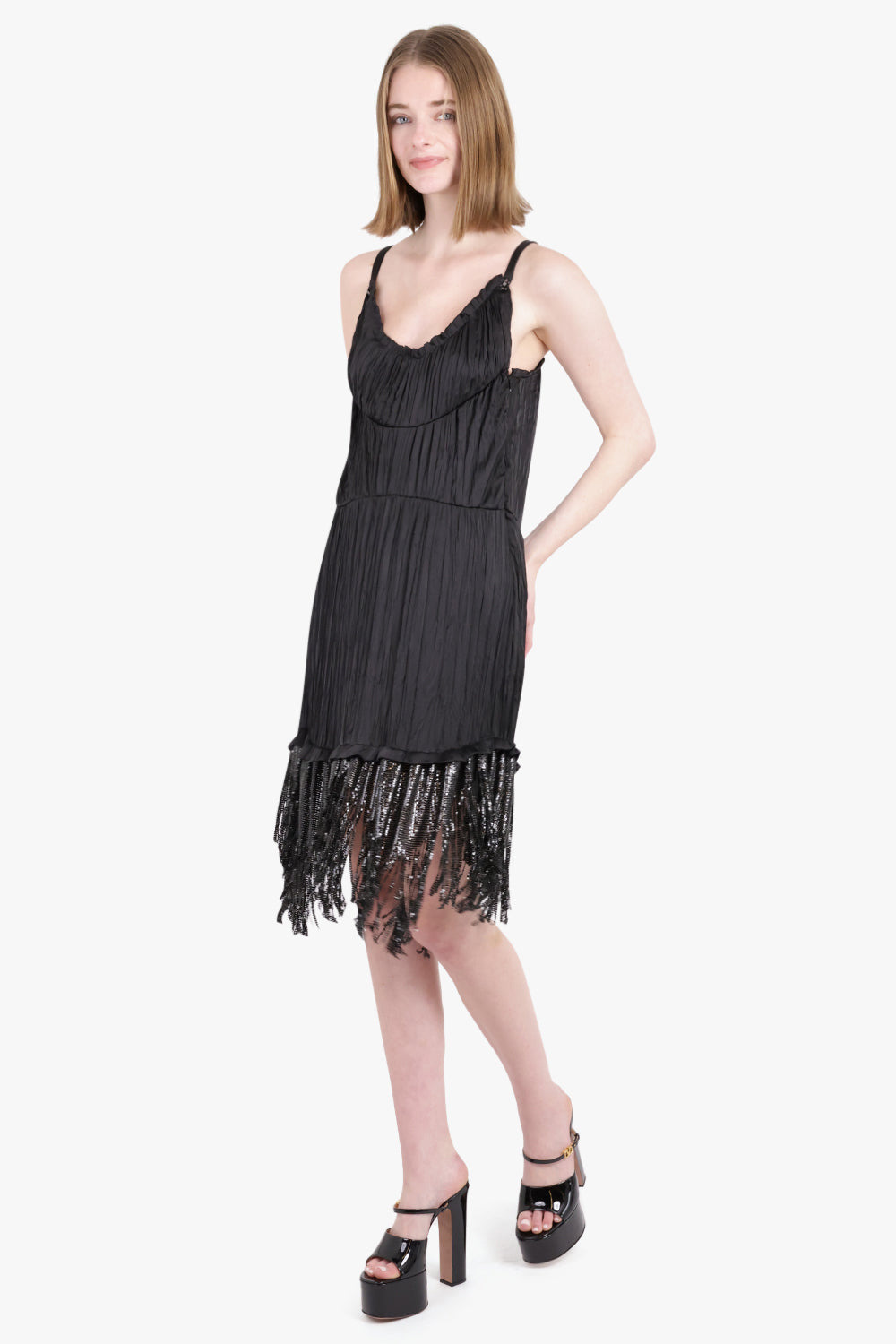 RUCHED STRAPY DRESS | BLACK - 2