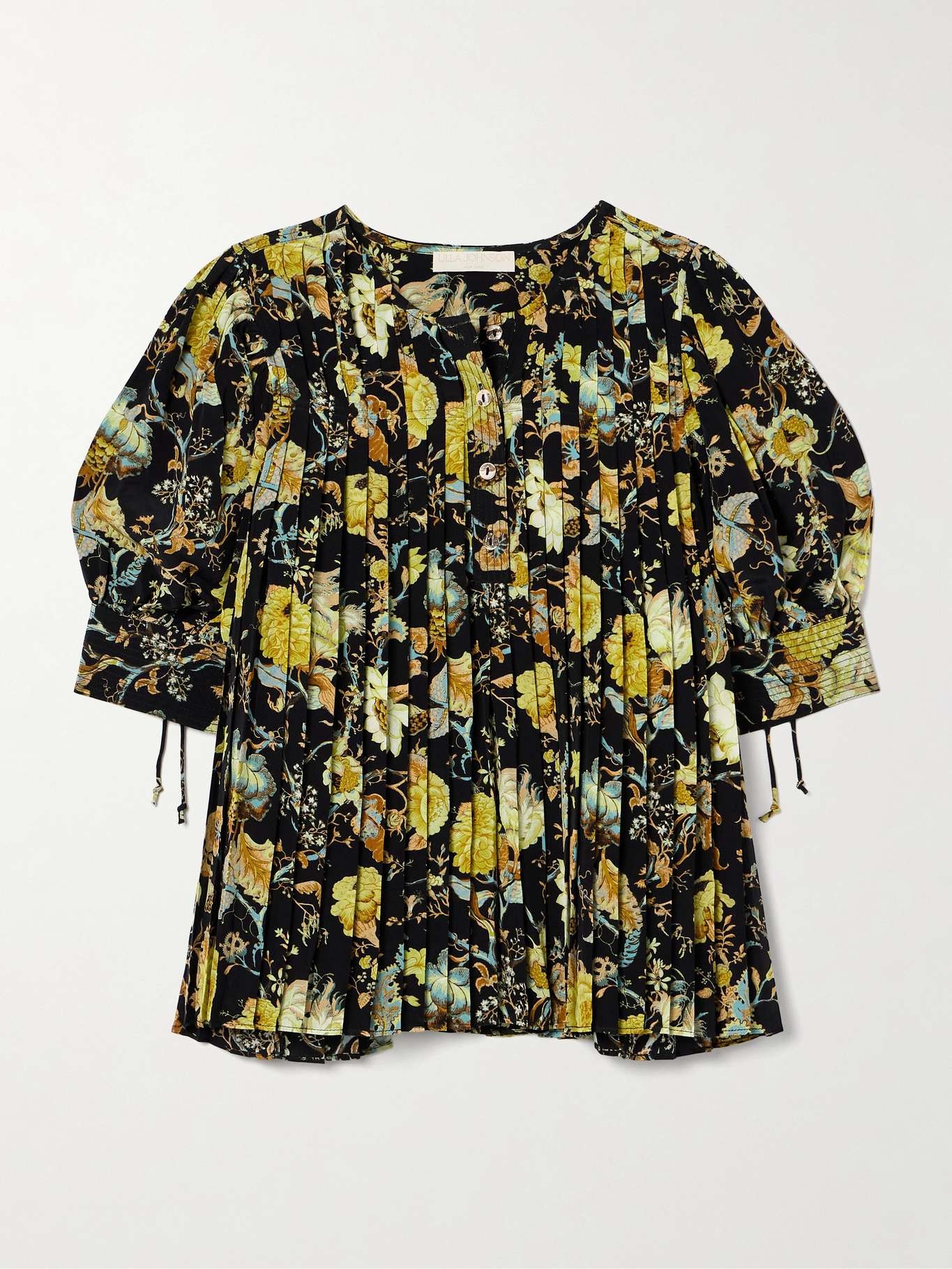 Marion pleated floral-print silk crepe de chine blouse - 1