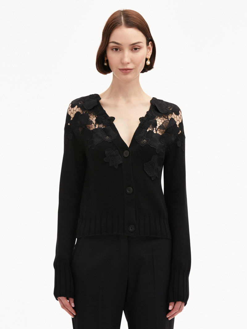 Oscar de la Renta FLORAL GUIPURE LACE CARDIGAN outlook