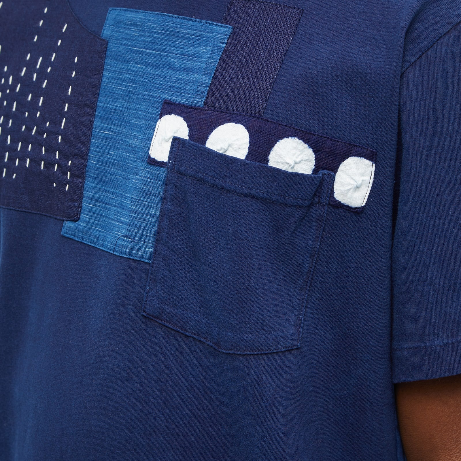 Blue Blue Japan Hand Stitched Patchwork T-Shirt - 5