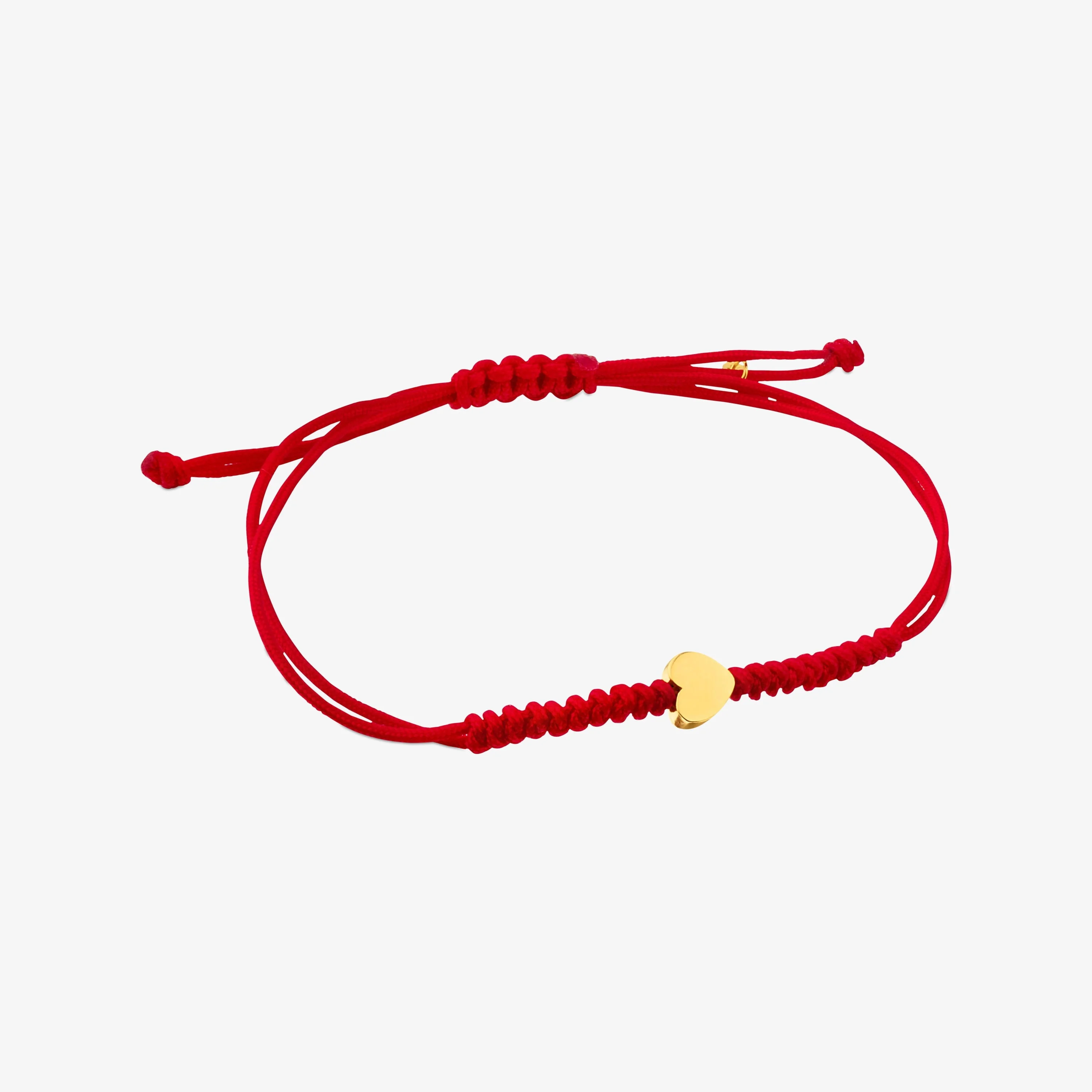 Red Cord and 24 K solid gold Sweet Dolls XXS heart Bracelet - 1