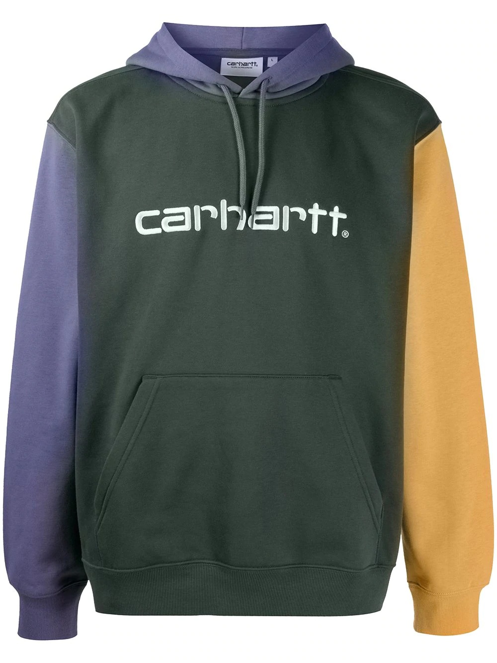 logo-print colour-block hoodie - 1