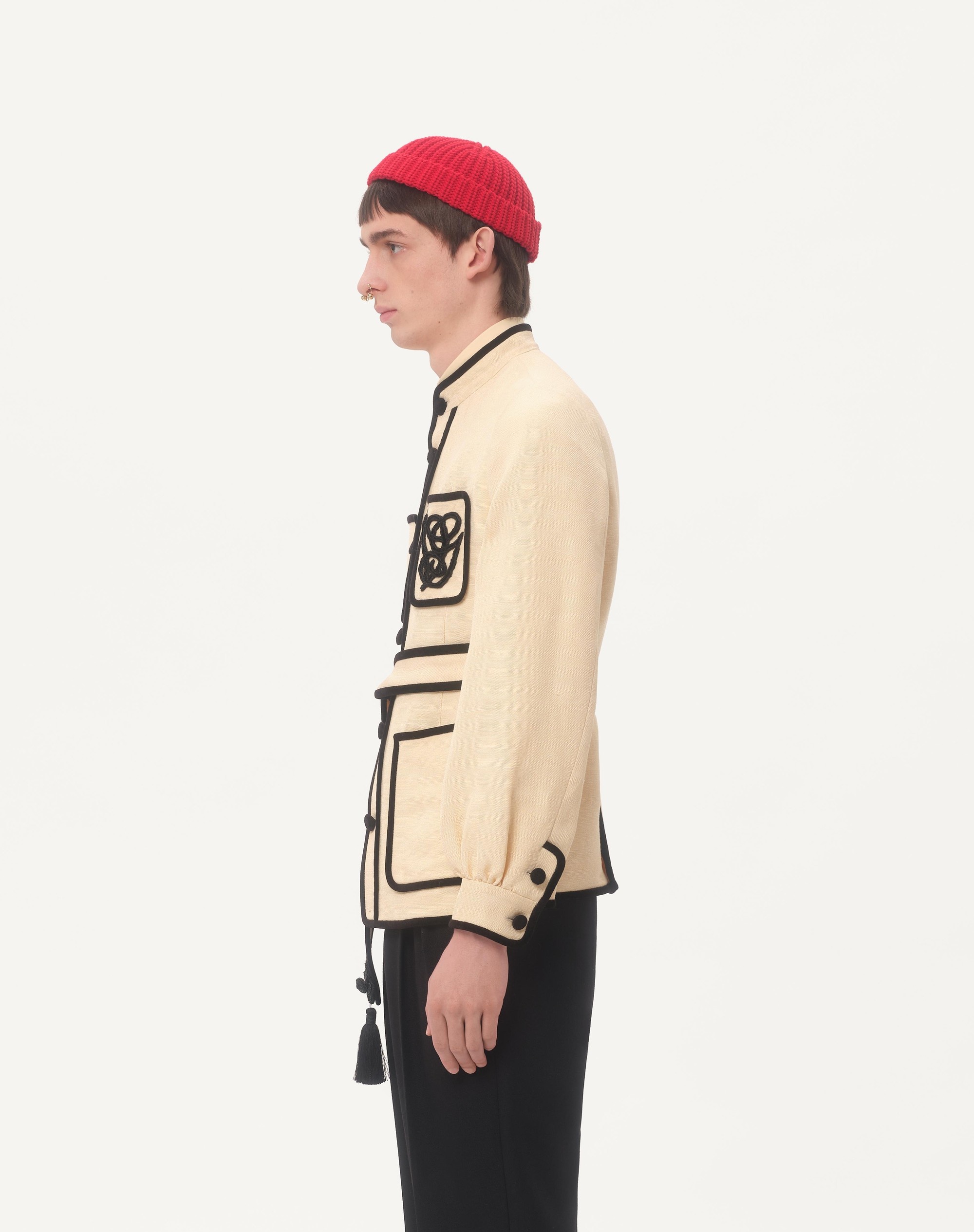 SILK AND JUTE CANVAS JACKET WITH VG EMBROIDERY - 7