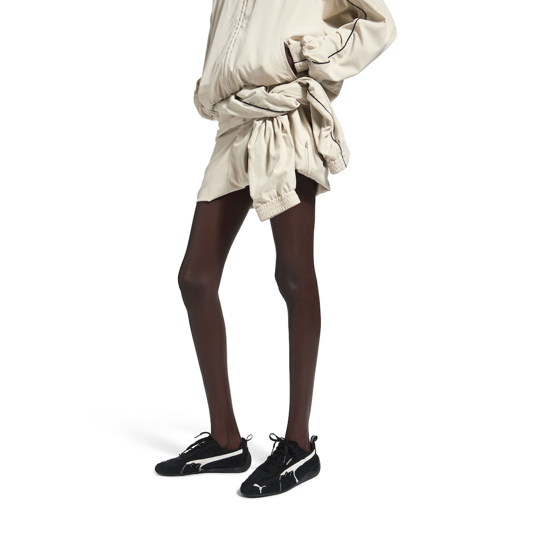 Women's Knotted Tracksuit Skirt in Cream - 5