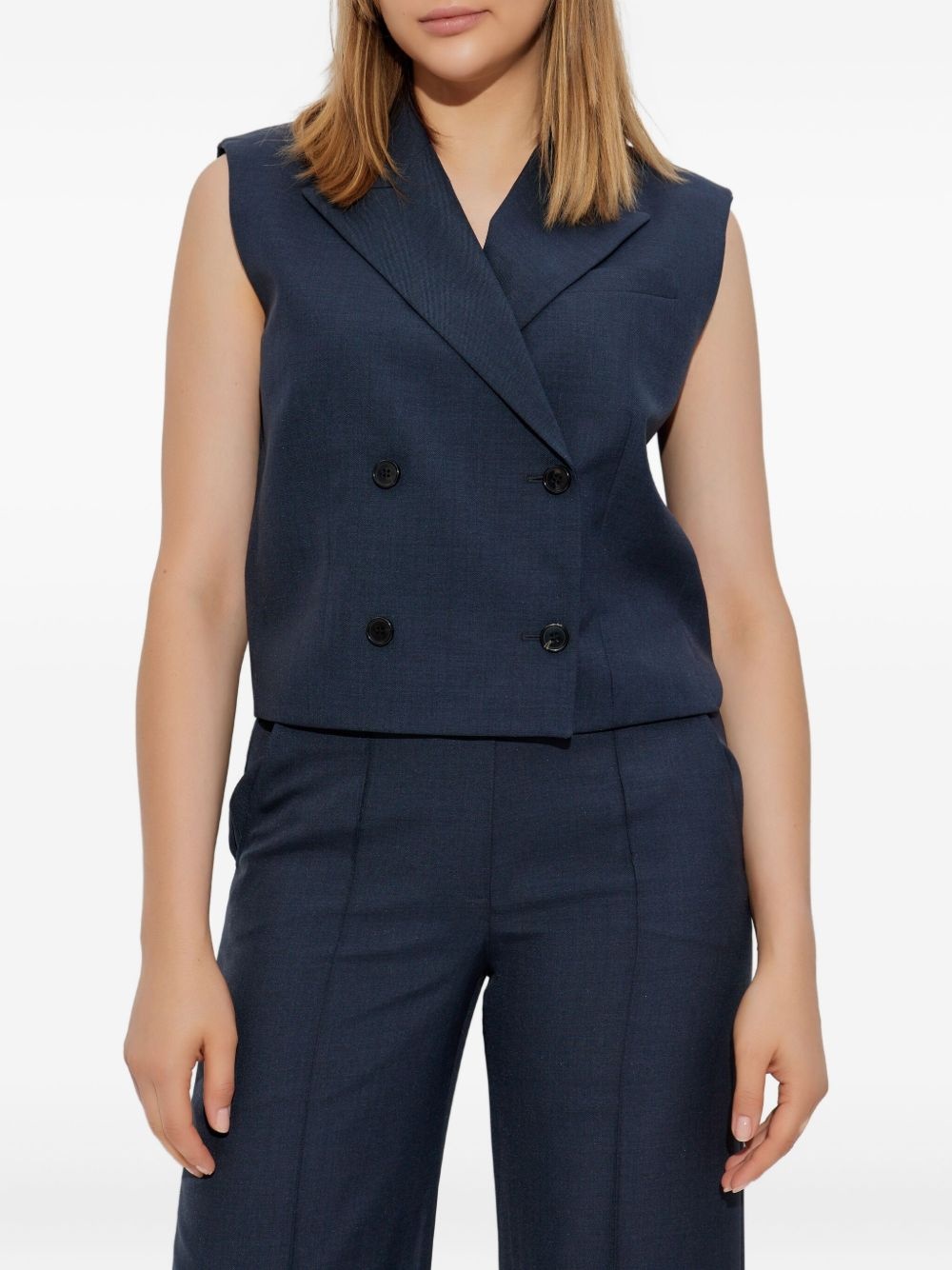 double-breasted sleeveless vest - 3