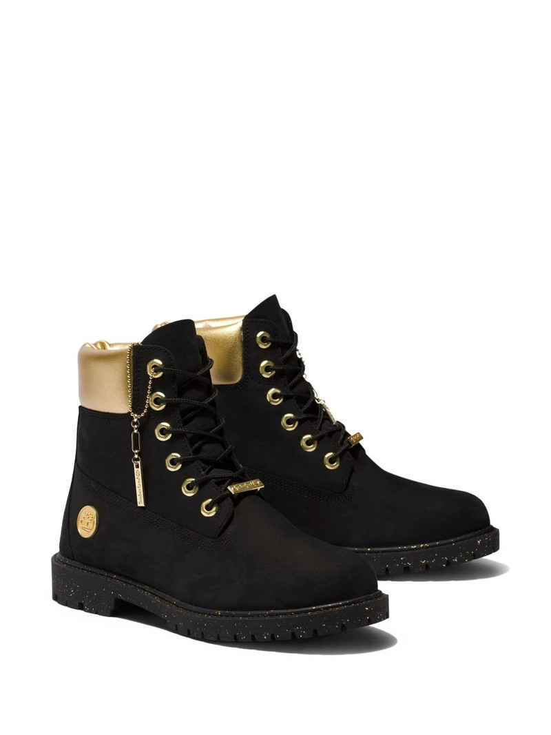 Timberland 6 Inch Premium "Black Nubuck/Gold" boots outlook