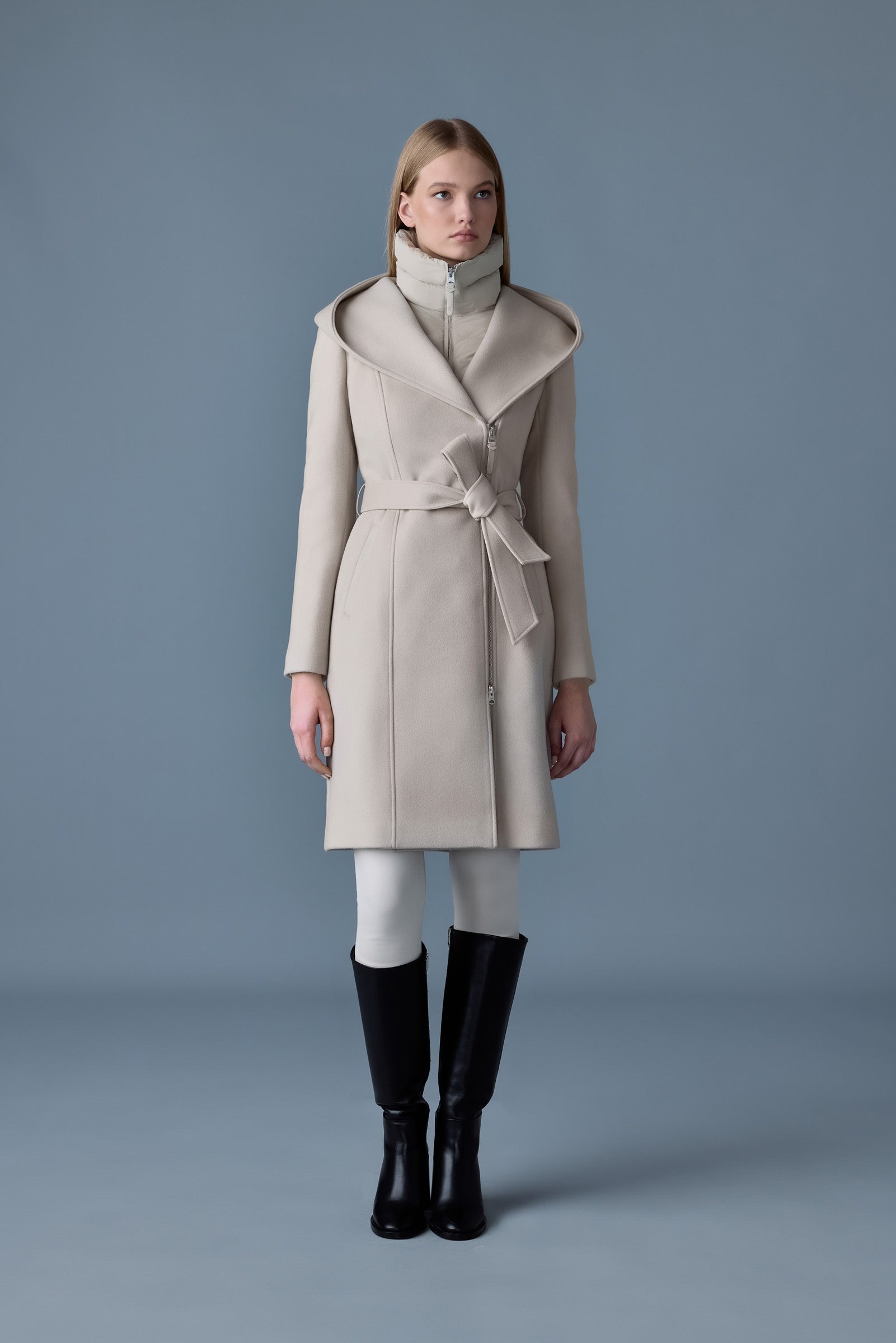 SHIA-SLB 2-in-1 double-face wool coat with removable bib - 3