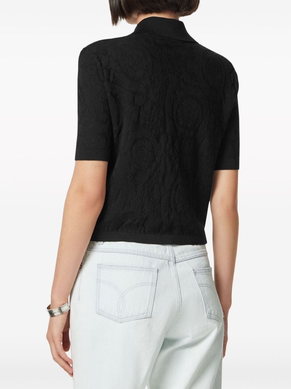 floral-jacquard silk-cotton top - 4