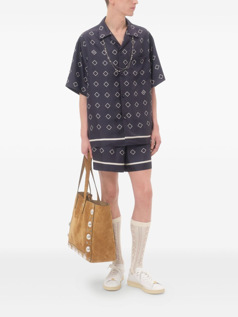 Opticool-print silk bowling shirt - 2