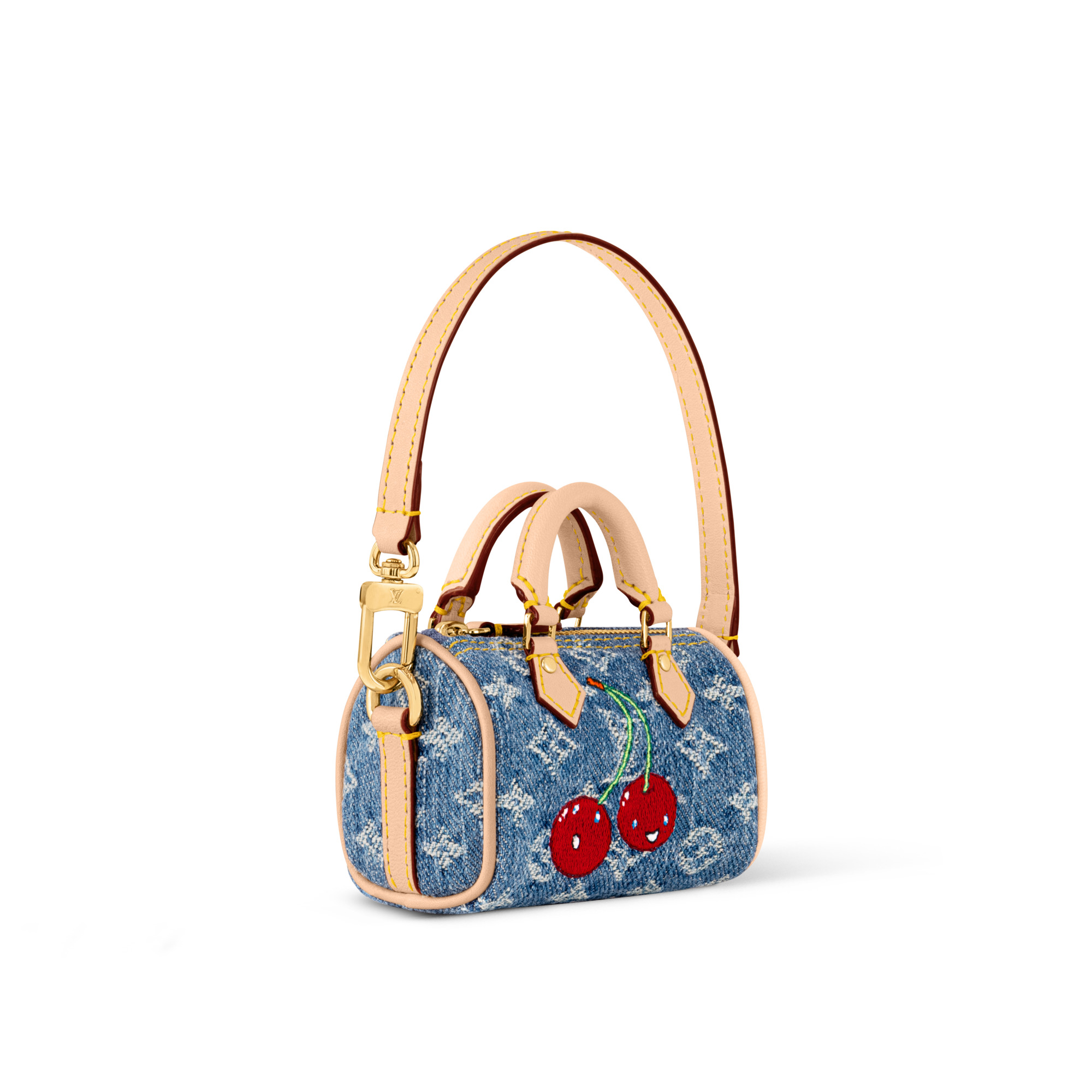 LV x TM Micro Speedy Denim Cerise Bag Charm - 2