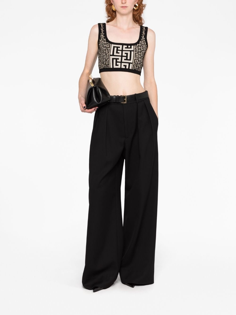 monogram-jacquard crop top - 3