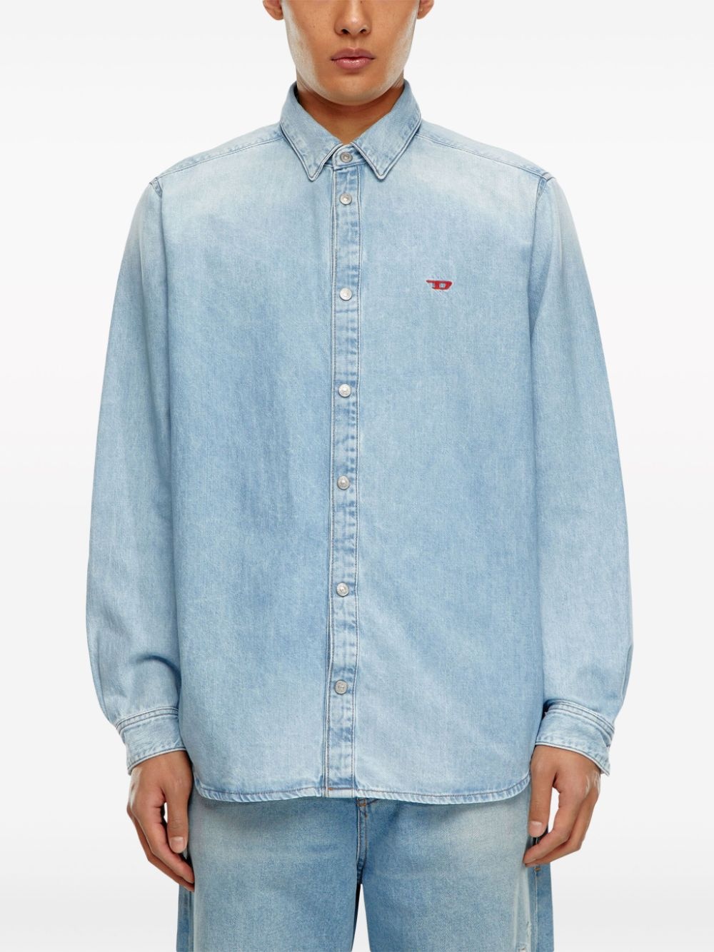 D-SIMPLY logo-embroidered denim shirt - 4