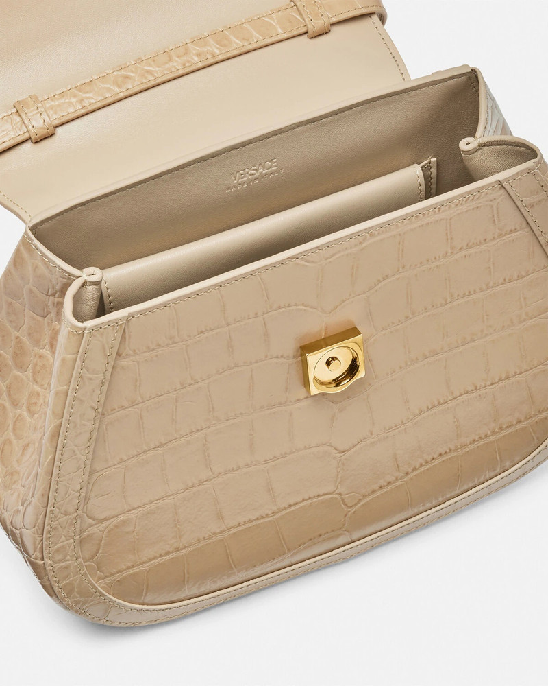 Croc-Effect Greca Goddess Top Handle Bag 5