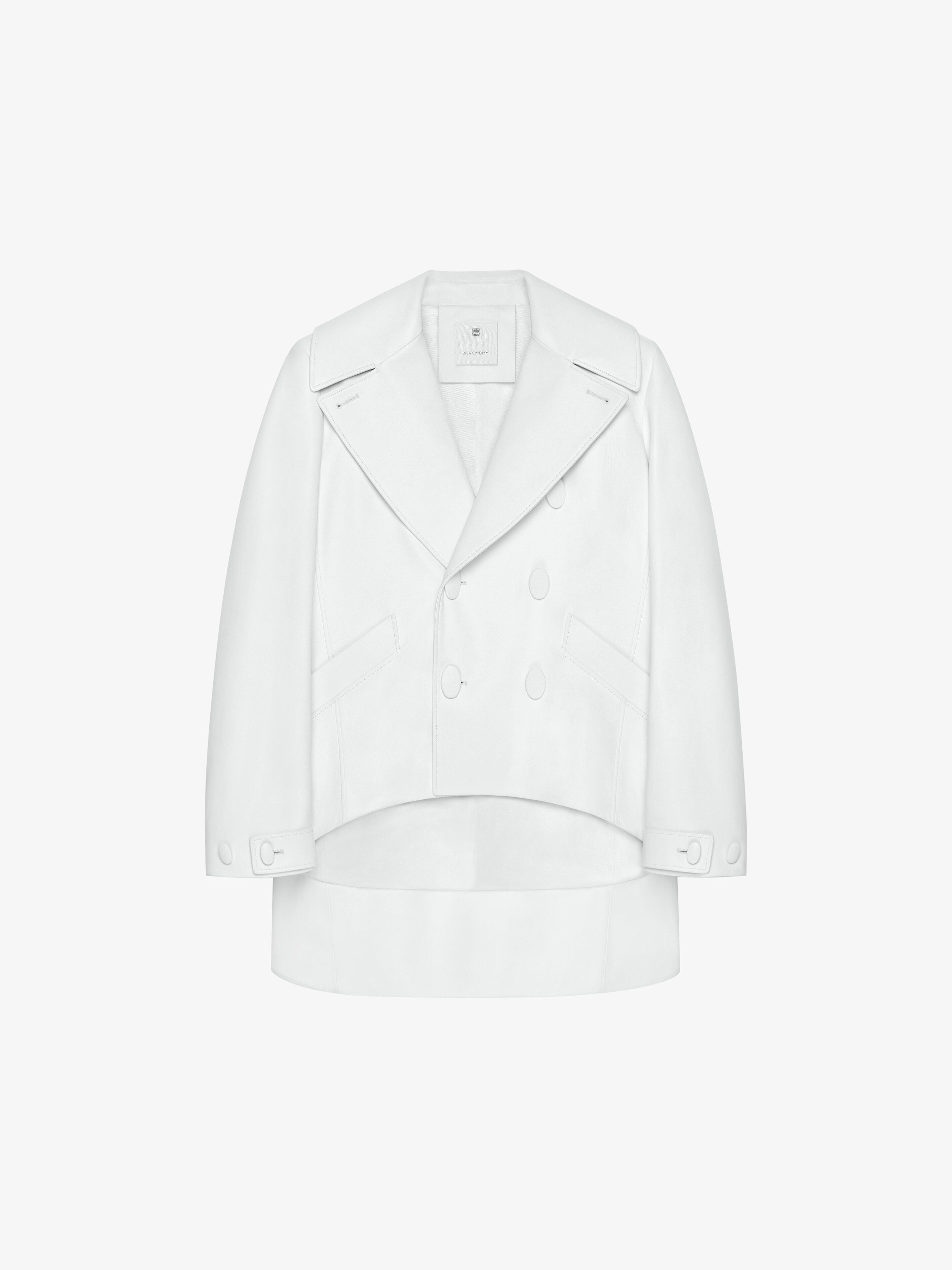OVERSIZED ASYMMETRIC PEACOAT IN LEATHER - 1