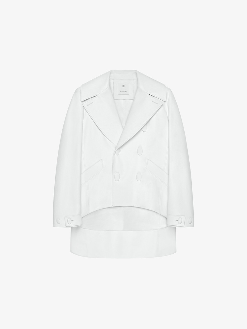 OVERSIZED ASYMMETRIC PEACOAT IN LEATHER 1