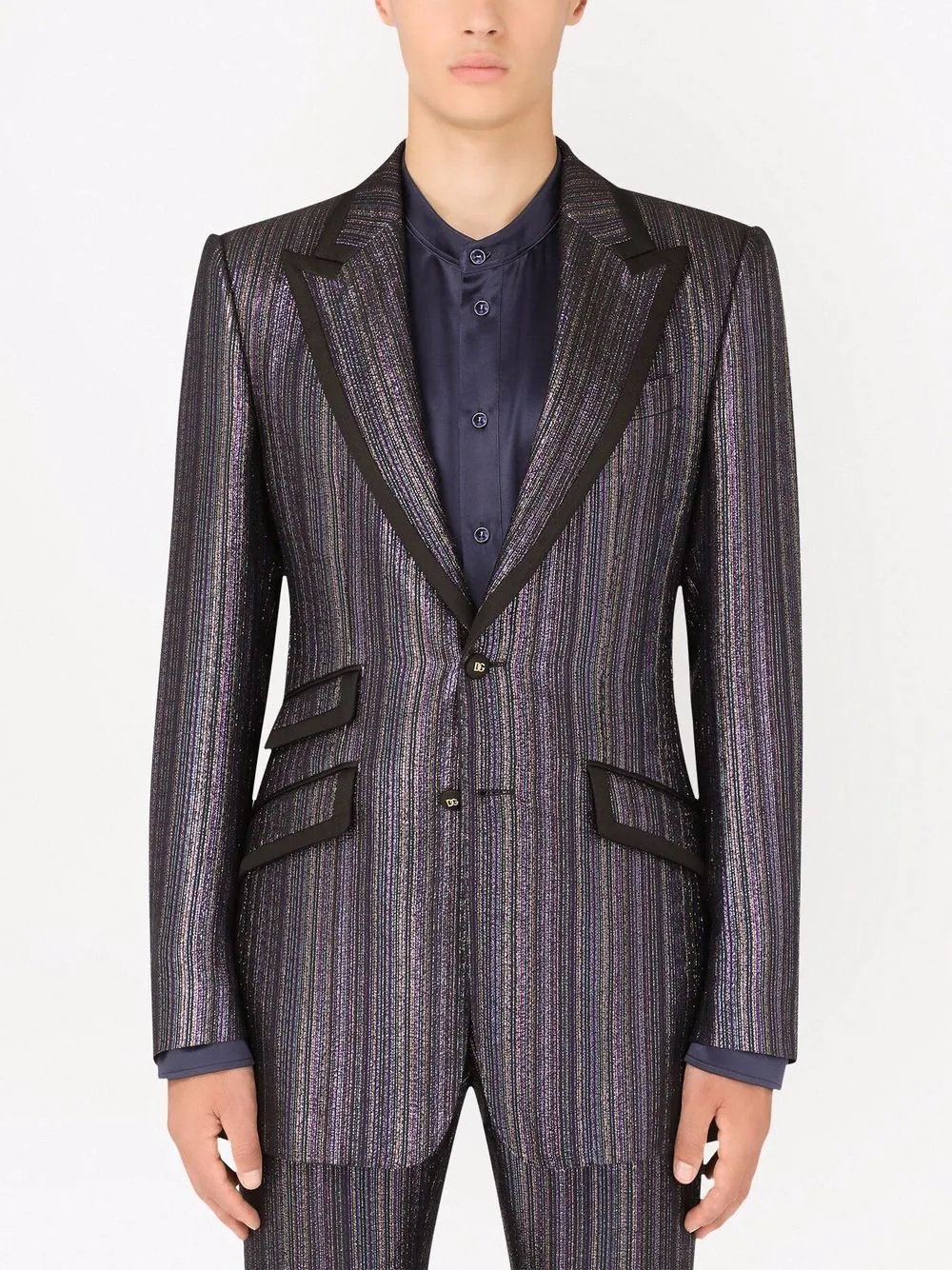 metallic-stripe suit jacket - 3