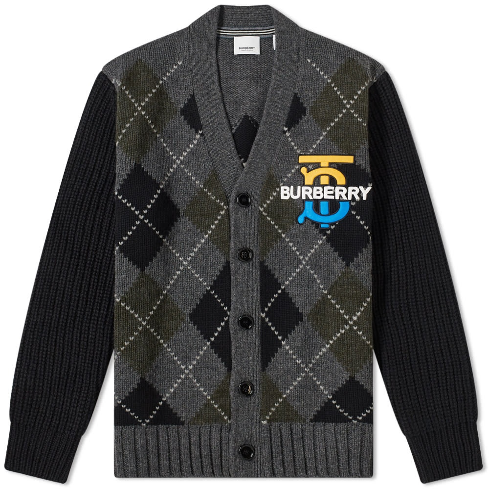 Burberry Sante Tb Logo Heavy Argyle Cardigan - 1