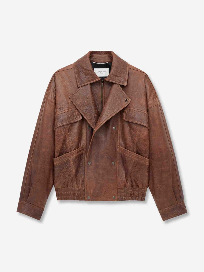 SAINT LAURENT CROSSED LEATHER JACKET outlook