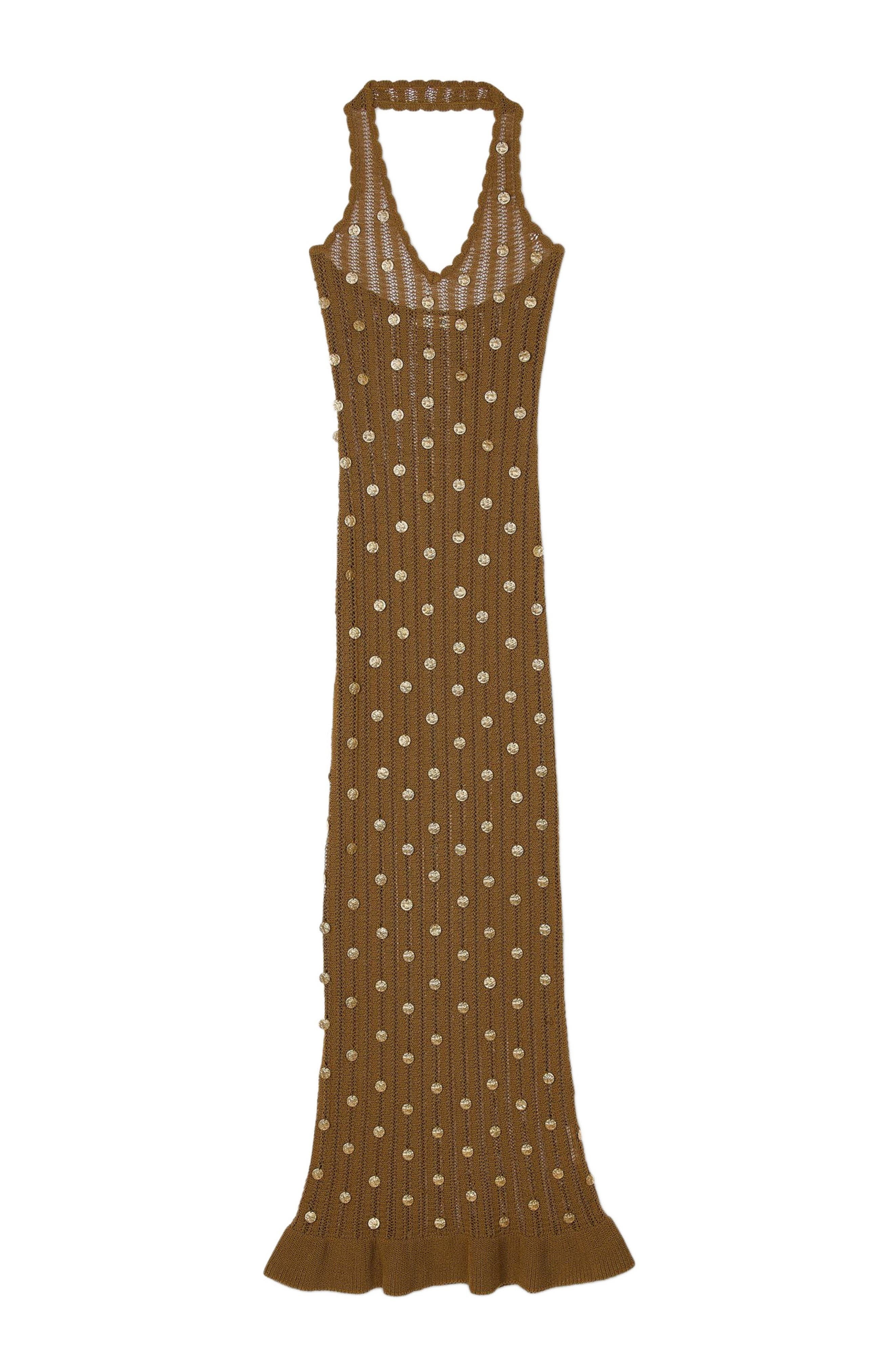 SANDRO Long knit dress with fringes in Olive at Nordstrom - 5