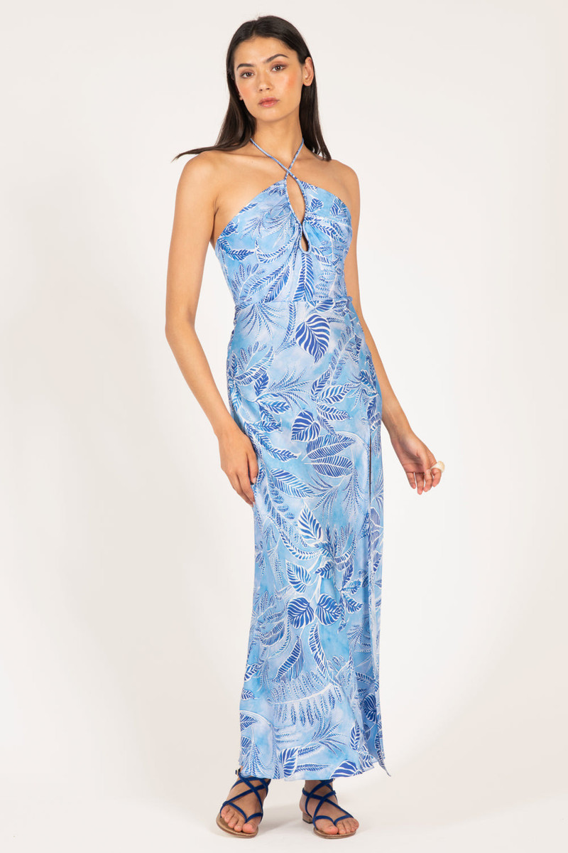 Long Dress Stella - Blue Calathea 3