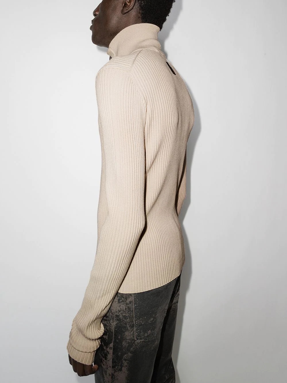 logo-patch ribbed-knit cardigan - 3