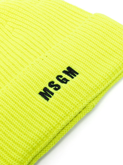 MSGM logo-embroidered ribbed-knit beanie outlook