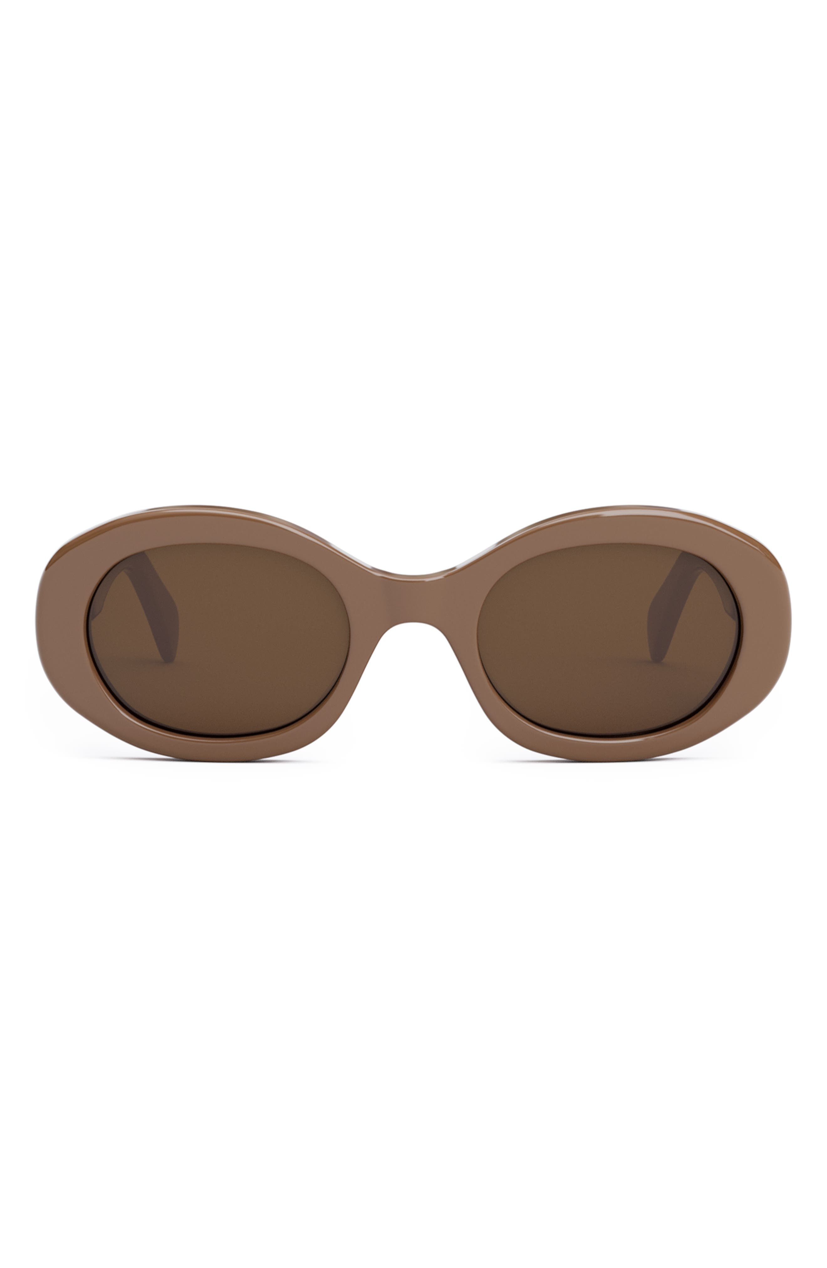 CELINE Triomphe 52mm Oval Sunglasses in Shiny Light Brown at Nordstrom - 1