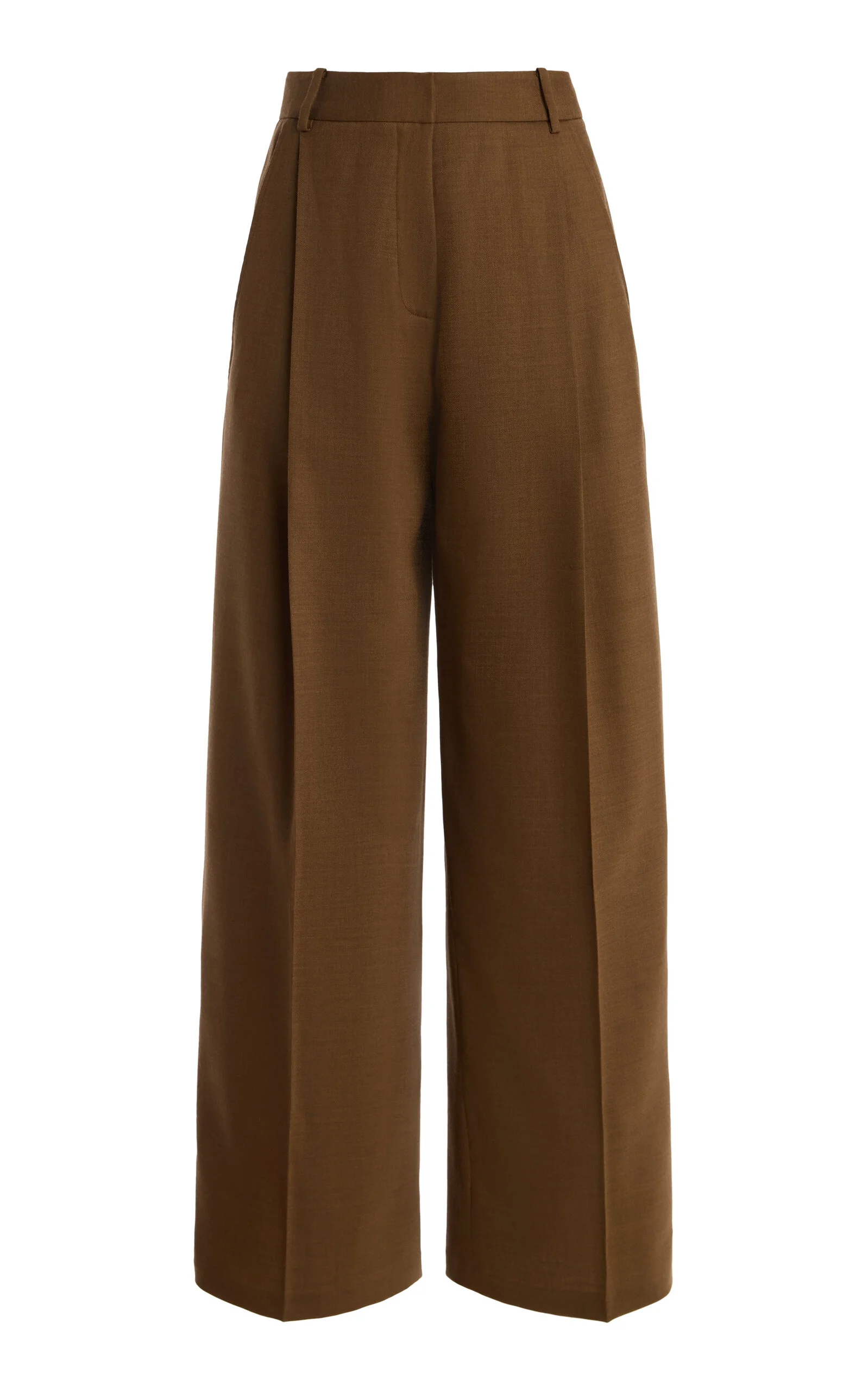 Tailored Wool-Blend Wide-Leg Pants brown - 1