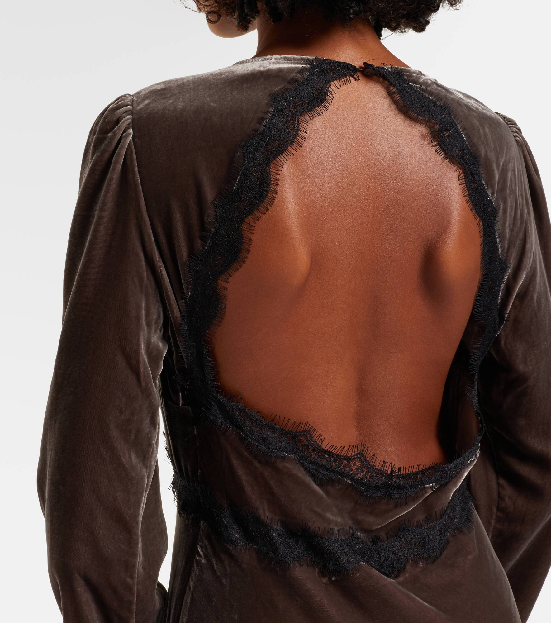 Alesha lace-trimmed velvet maxi dress - 6