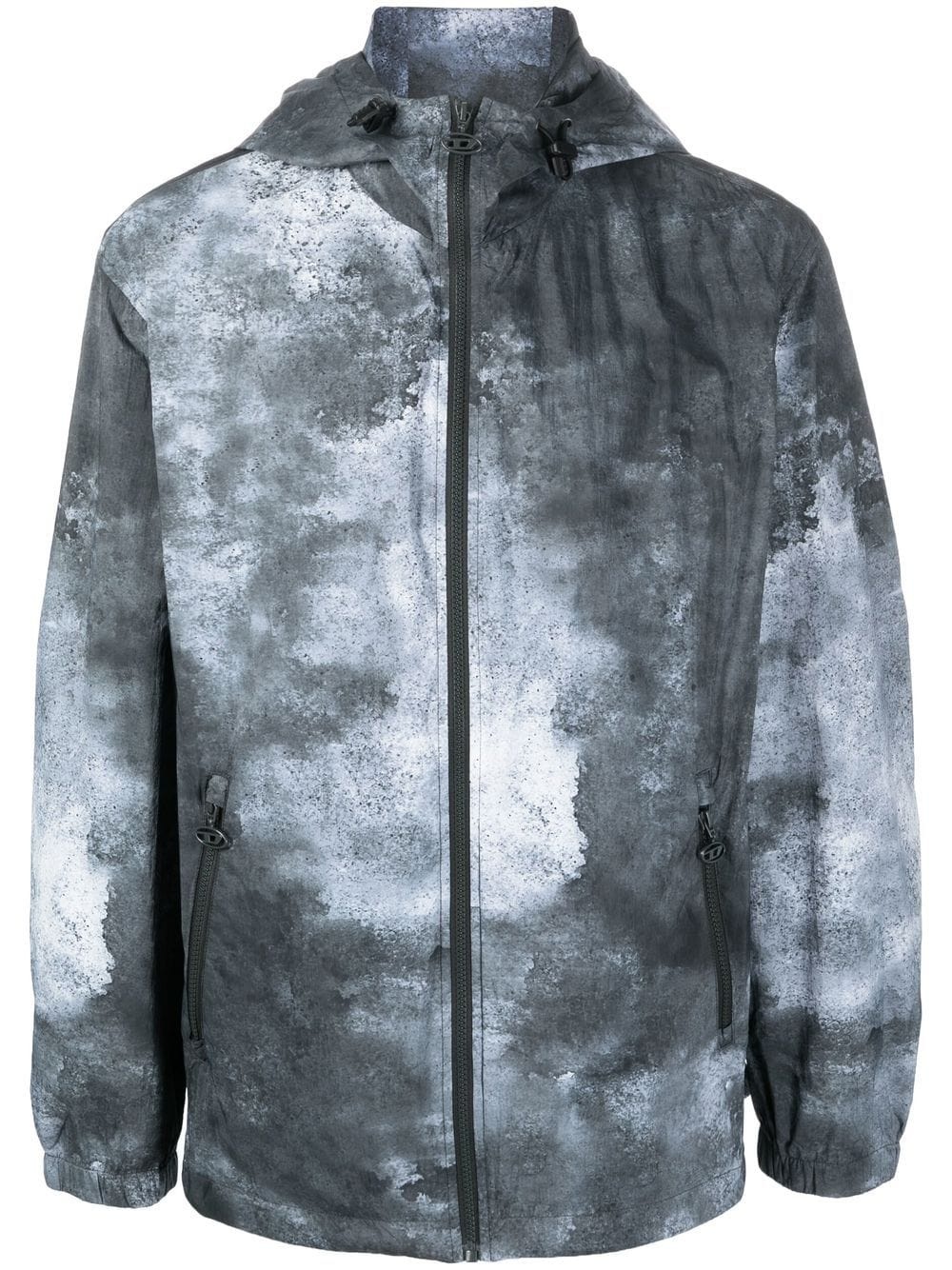 faded-effect hooded jacket - 1