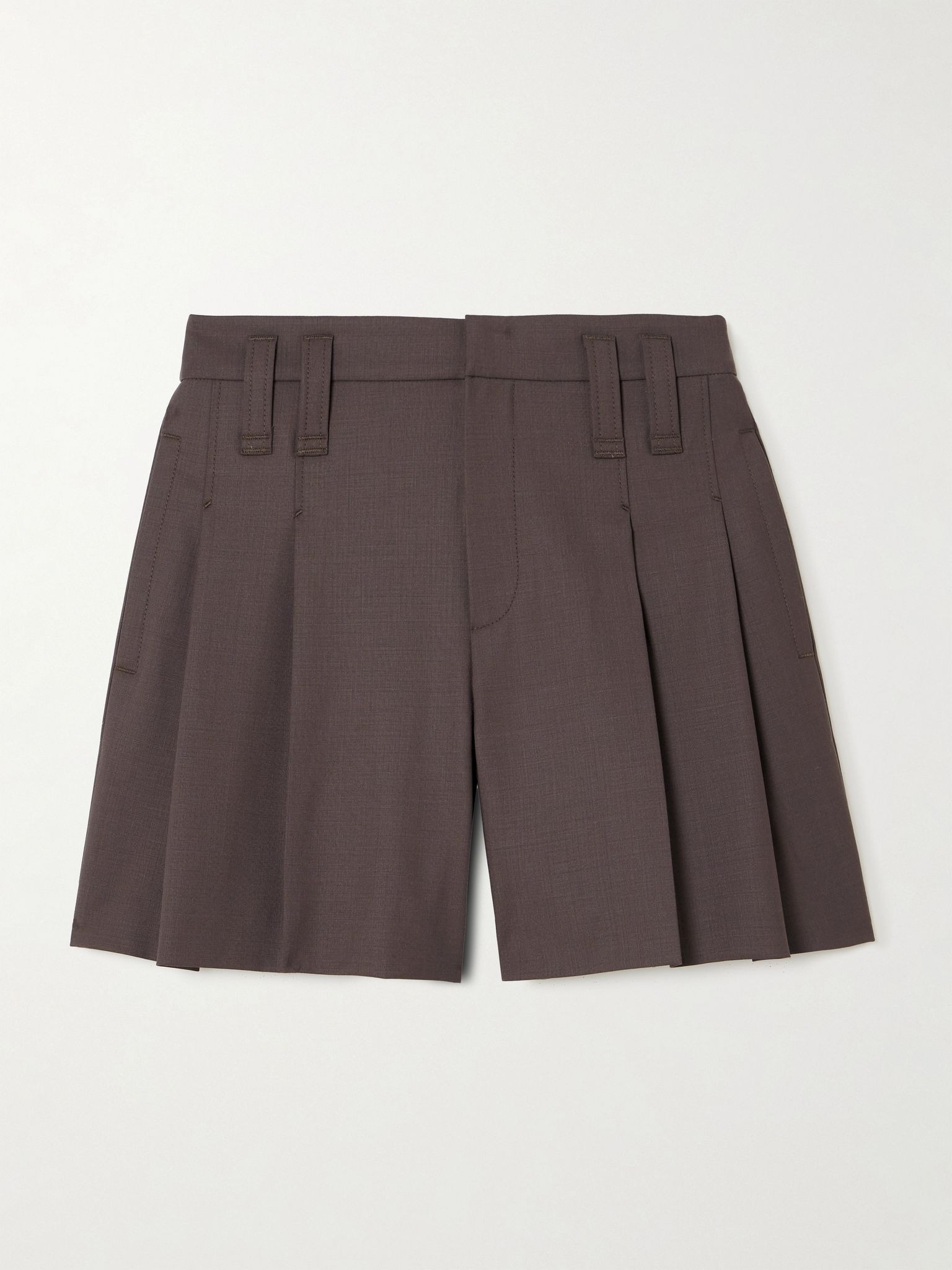 Pleated wool-blend shorts Brown - 1
