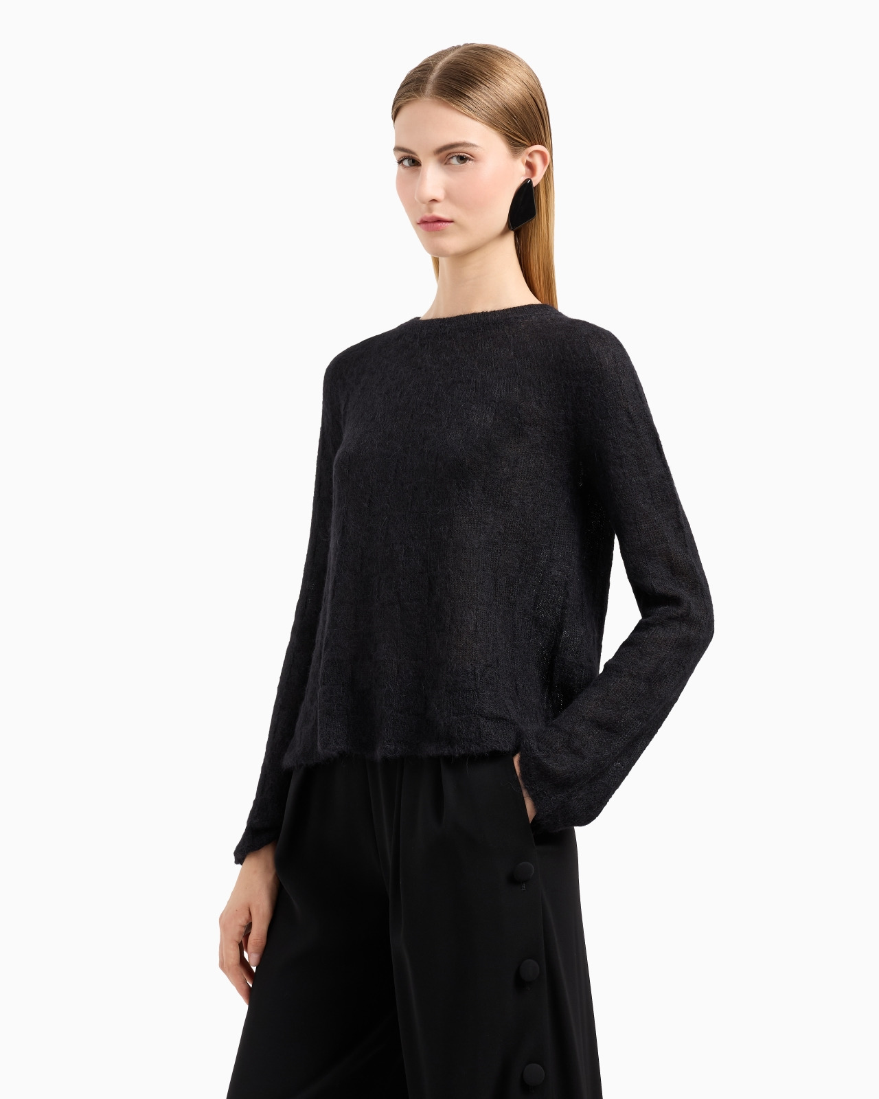 Seamless alpaca jumper with a check motif - 2