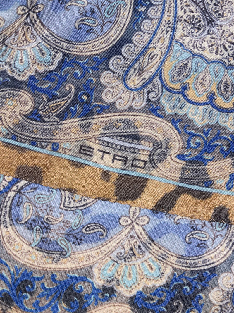 Etro SILK POCKET SQUARE WITH ANIMAL AND PAISLEY MOTIF outlook