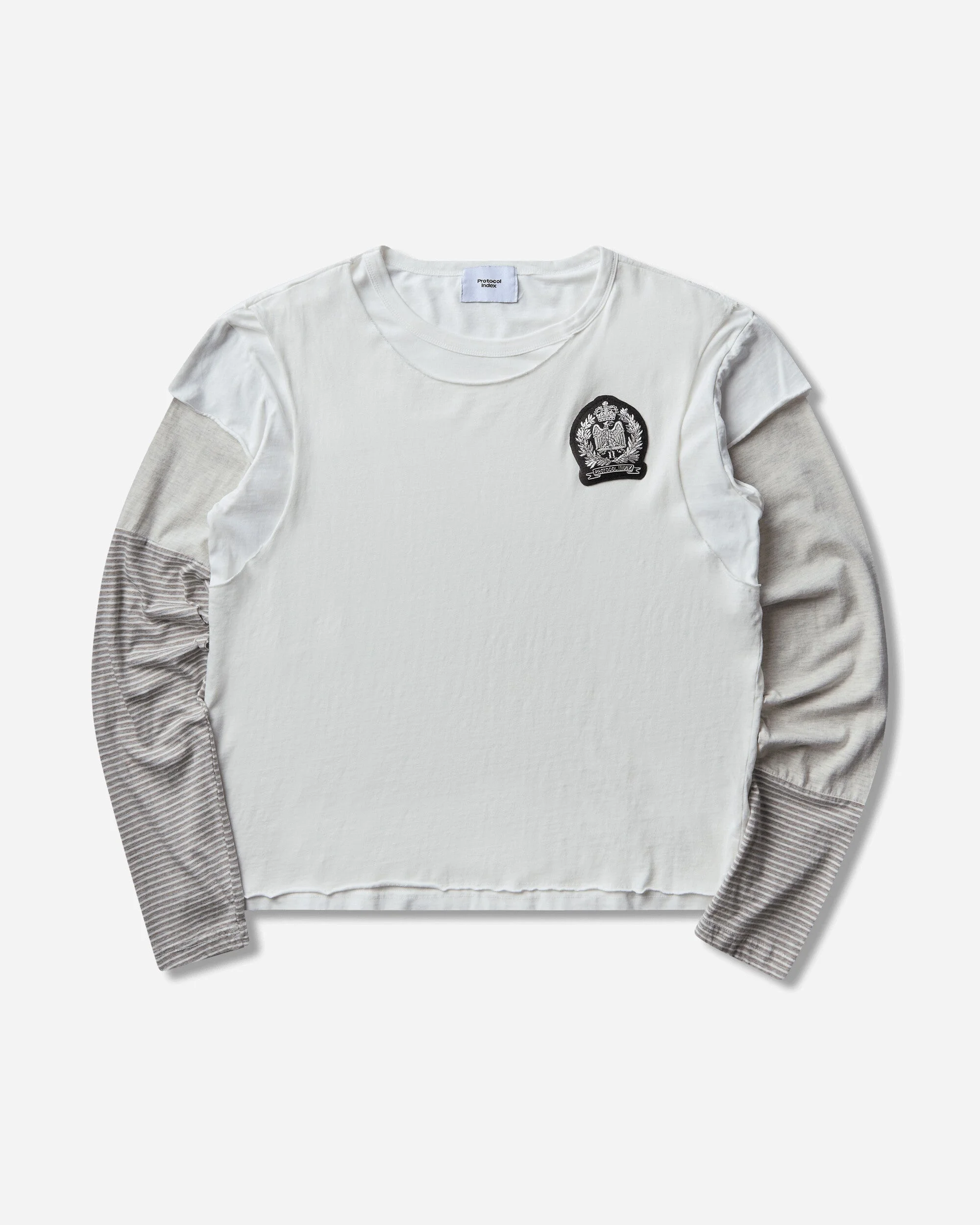 Men's Layered Patch Longsleeve T-Shirt Ivory - 1