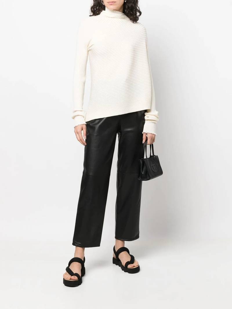 Yves Salomon straight-leg lambskin trousers outlook