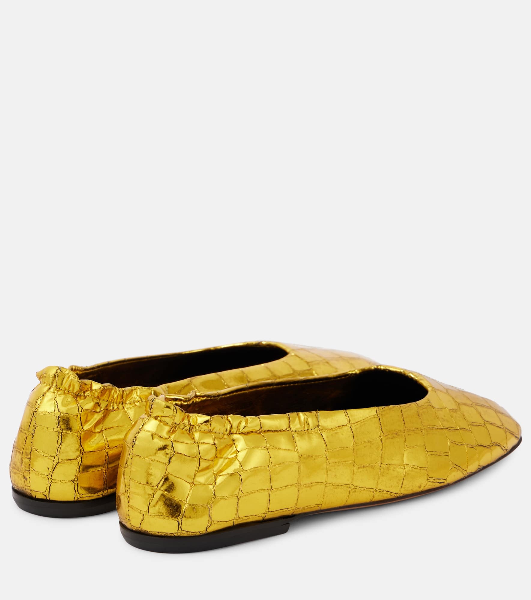 Croc-effect metallic leather ballet flats - 2