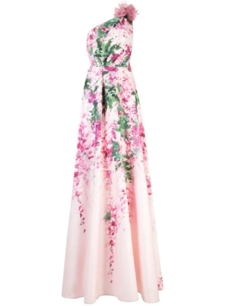 ONE-SHOULDER PRINT DUCHESS SATIN BALL GOWN 5