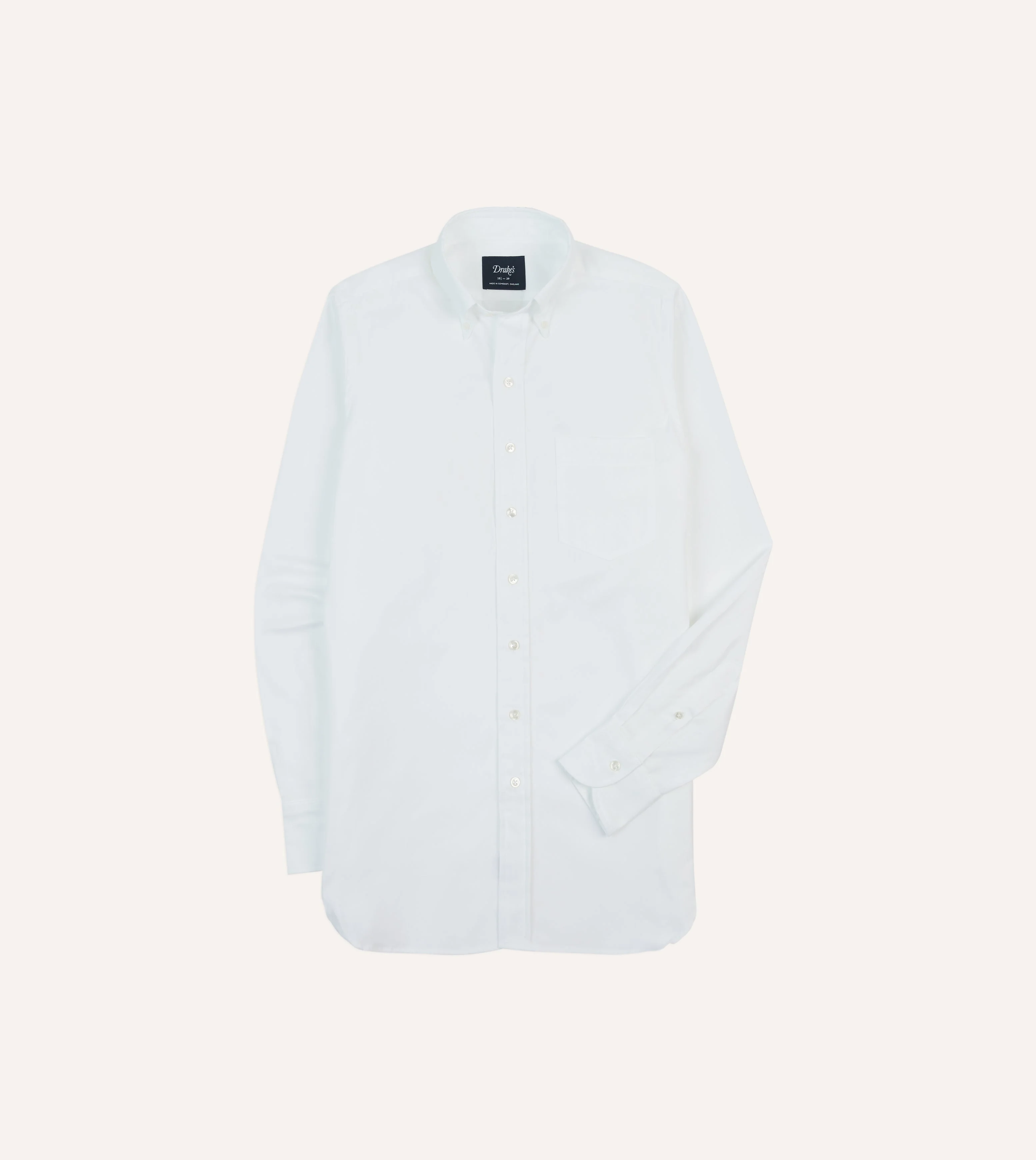 White Pinpoint Oxford Cotton Cloth Button-Down Shirt - 1