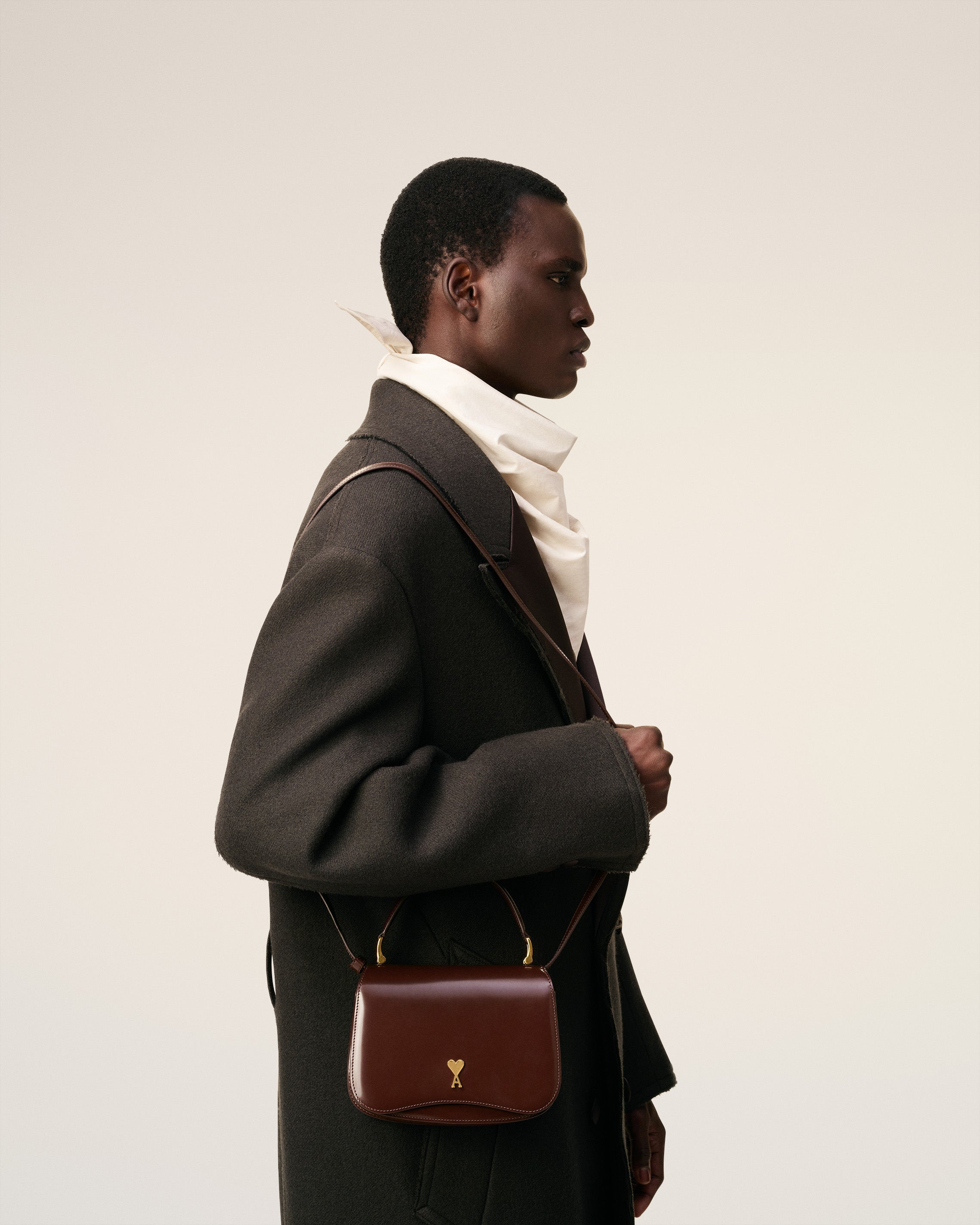 BURGUNDY GLAZED LEATHER HANDLE PARIS PARIS BAG - 2