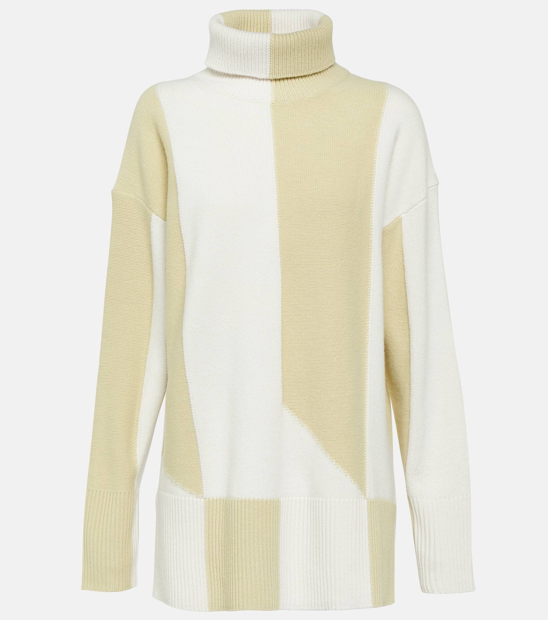 Colorblocked oversized wool-blend sweater - 1