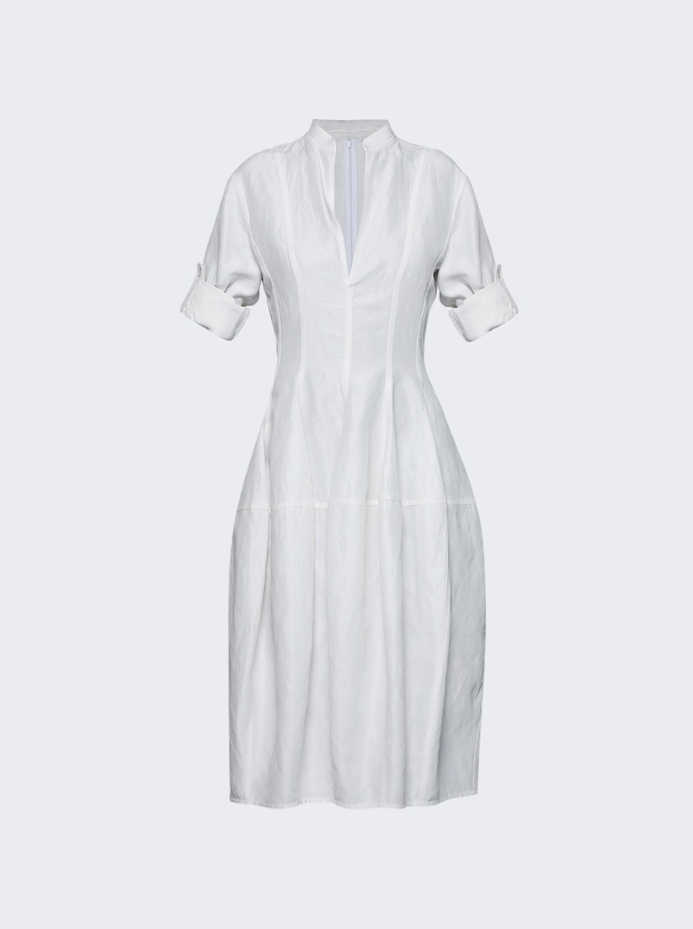 Fluid Linen Midi Dress Chalk White - 1