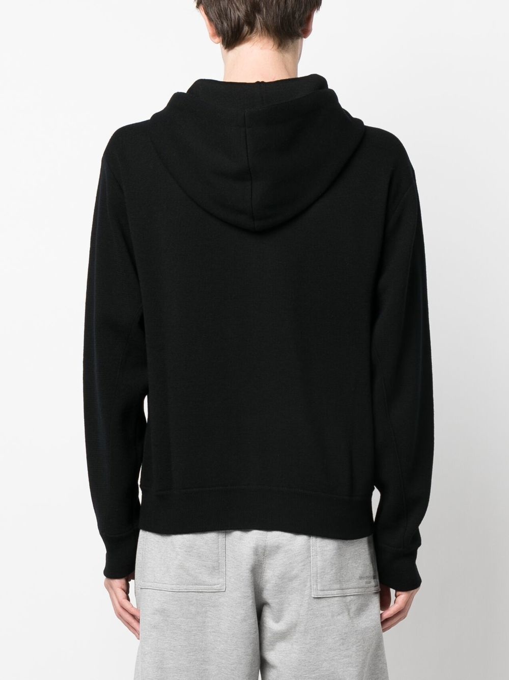 jersey-knit drawstring zipped hoodie - 4