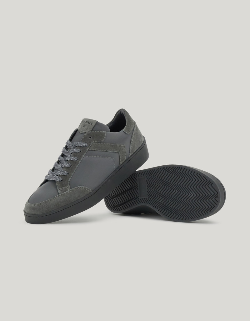 CANALI NUVOLA GRAY NYLON AND SUEDE SNEAKERS WITH BLACK SOLE 2