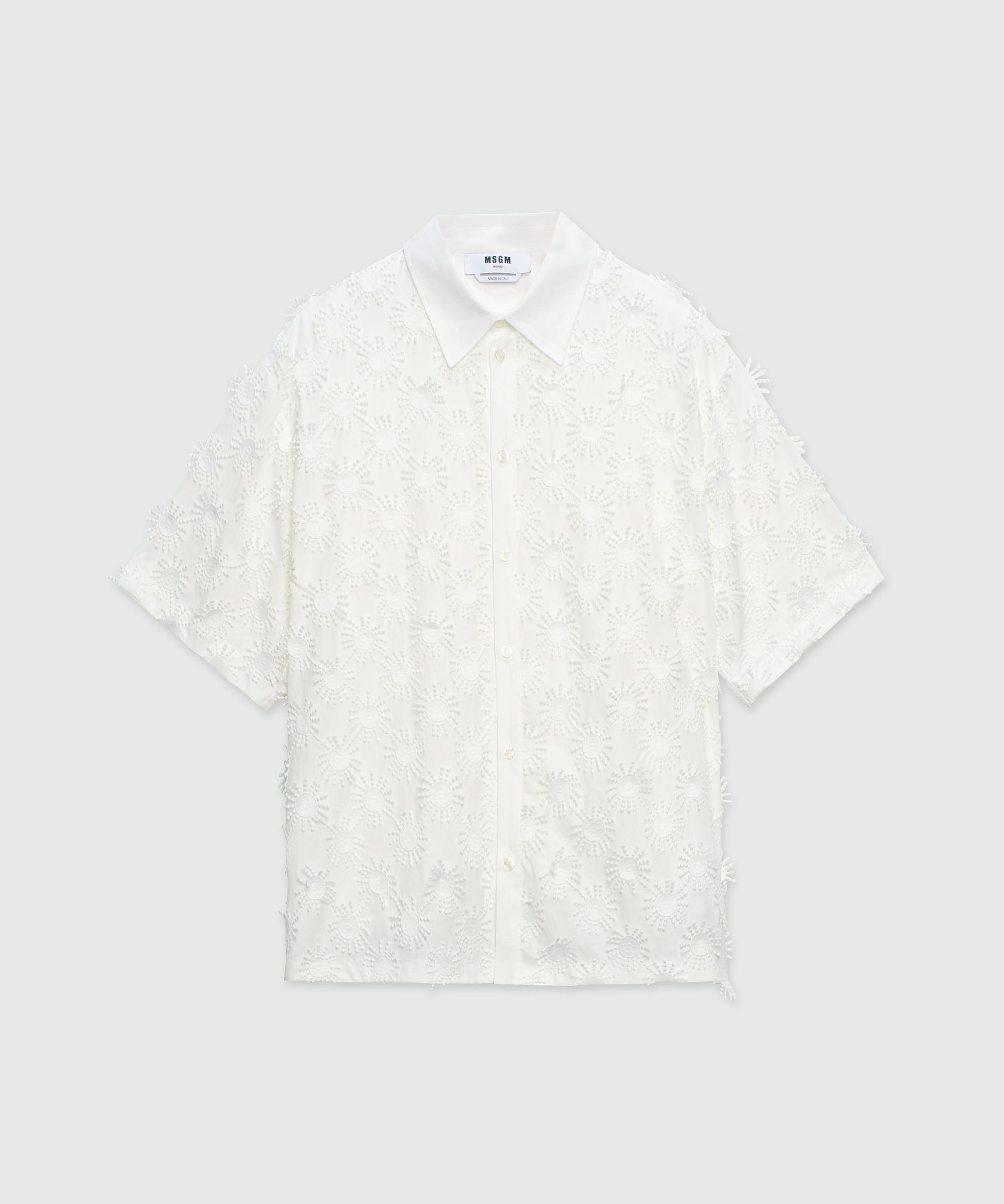 White poplin shirt with all-over embroidery - 1