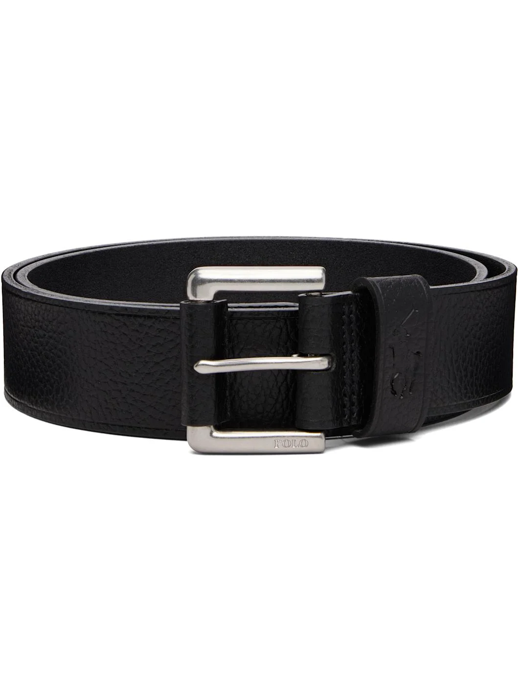 Black Pebbled Leather Belt - 1