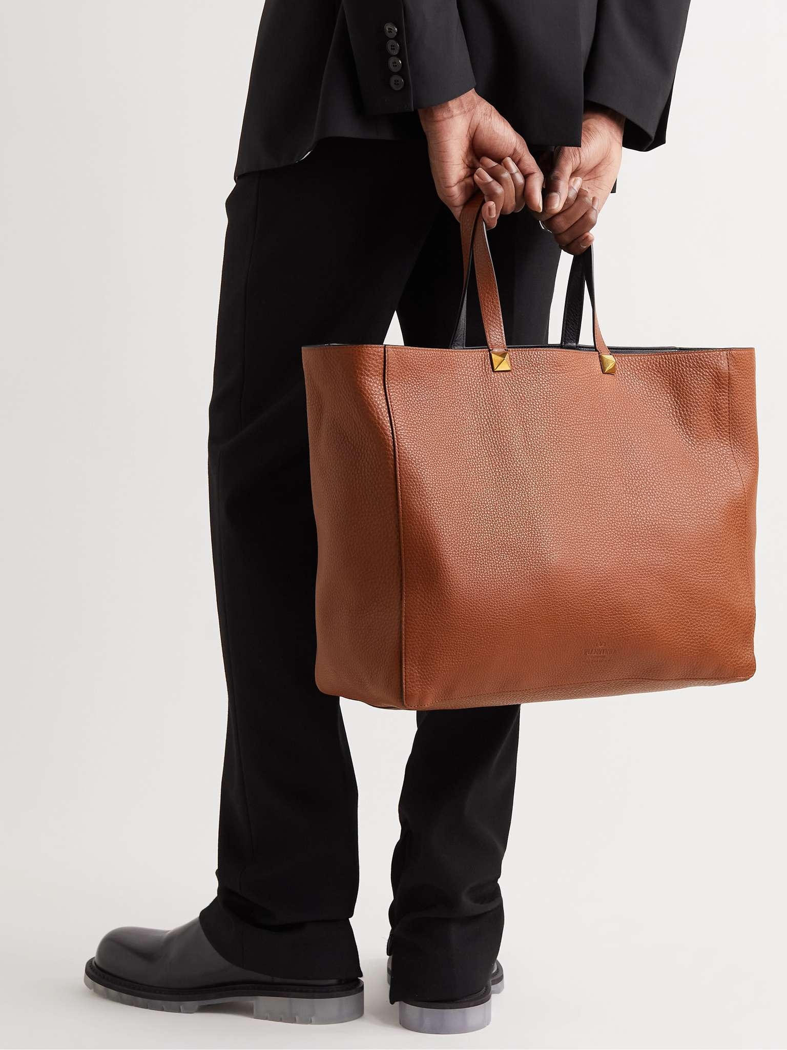 Valentino Garavani Reversible Logo-Debossed Full-Grain Leather Tote Bag - 6