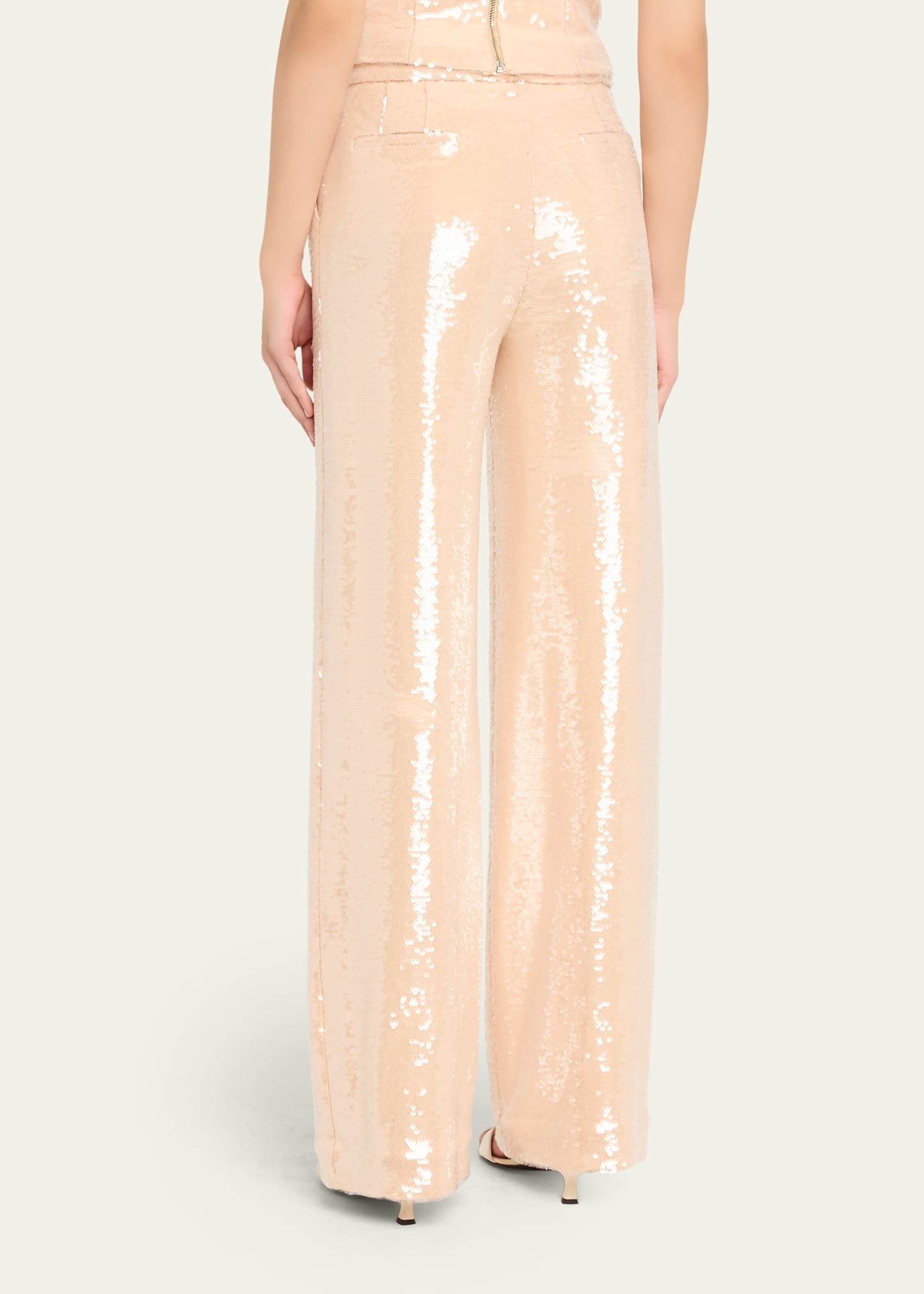 Sequin Pleated Wide-Leg Trousers - 3
