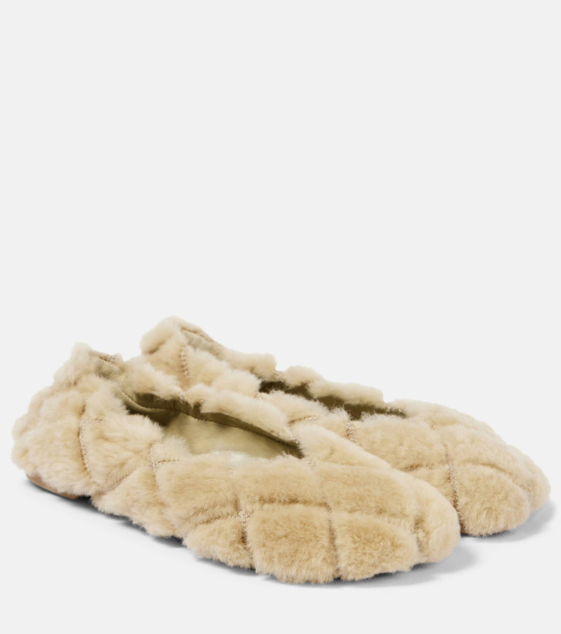 Baby quilted shearling ballet flats - 1