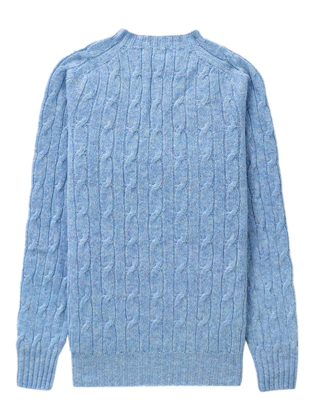 logo-embroidered cable-knit jumper - 3